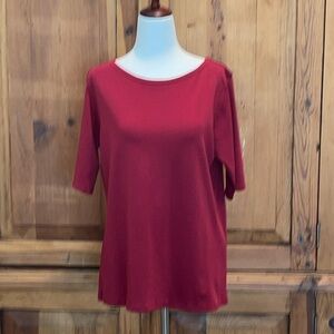 J.Jill Gorgeous Red Elbow Simply Supima Cotton Crewneck Top Sz. S